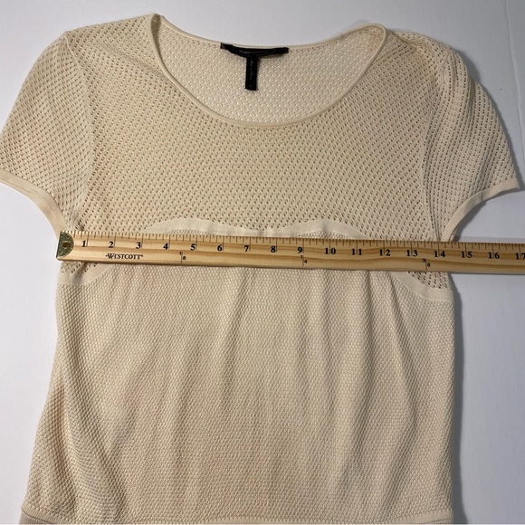 BCBGMAXAZRIA Emily Peplum Ivory Cream Short-Sleeve Blouse - Picture 6 of 15